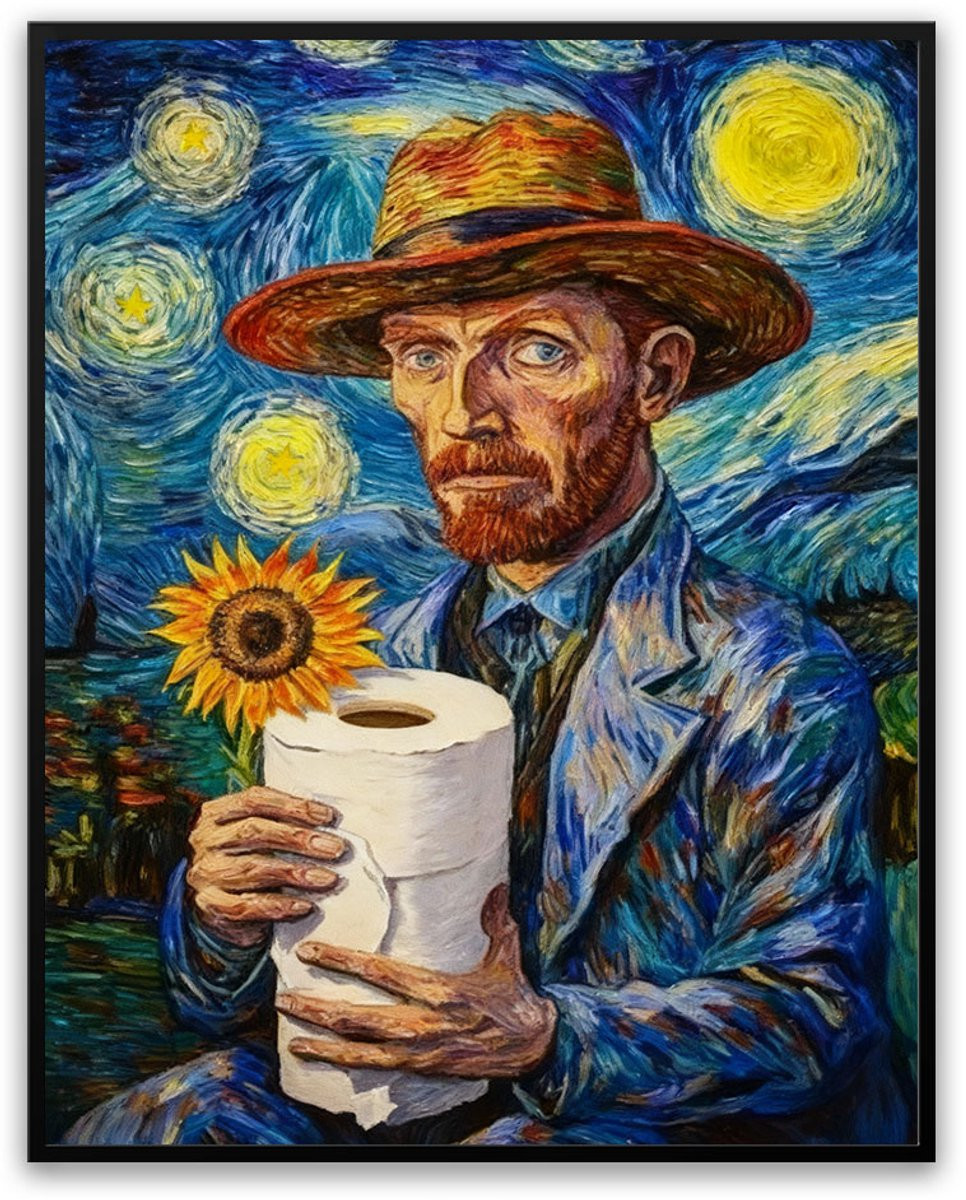 Vincen van Gogh WC Fotolijst 30 x 40 cm - Schilderij voor Toilet en Badkamer