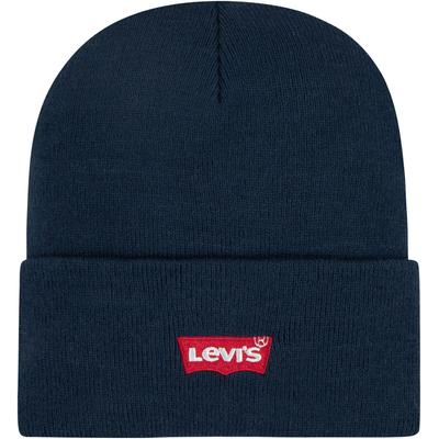Beanie LEVI'S KIDS, Jungen, blau (marineblaus), Feinstrick, Kunstfaser, bestickt, unifarben, Mützen Beanie, mit Batwing Logo