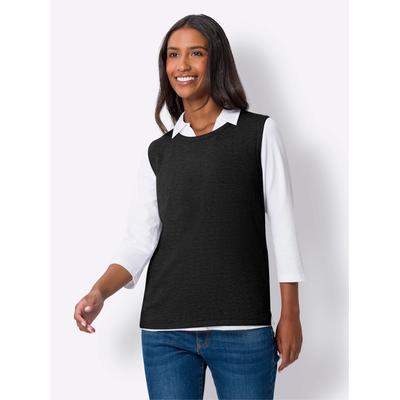 Stricktop HEINE, Damen, Gr. 40, schwarz, 50% Viskose, 28% Polyester, 22% Polyamid, unifarben, Rundhals, Tops Stricktop