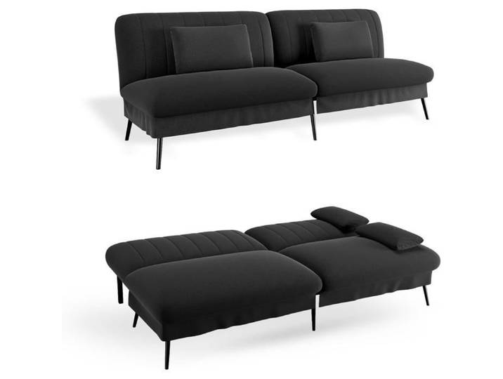 COMHOMA Canapé Convertible 3 Places Canapé-lit Pliable - Canapé 2 en 1 Dossier réglable 5 Niveaux Noir
