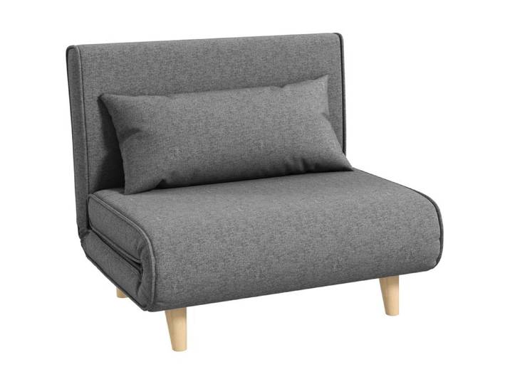 Fauteuil convertible 1 place - HOMCOM - fauteuil-lit chauffeuse 3 en 1 - dossier réglable oreiller - lin - 94x78x80cm - gris
