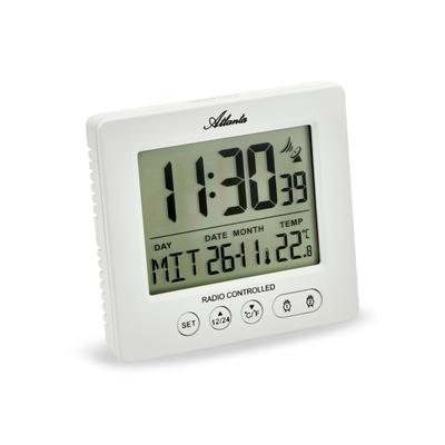 Funkwecker ATLANTA, weiß, Wecker, Funkwecker, Digitalwecker,Beleuchtung,Weckwiederholung,Geschenk,Innentemperatur