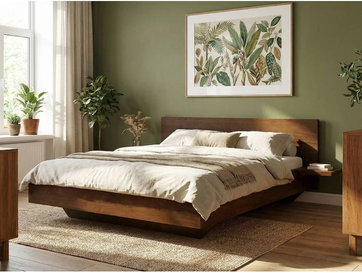 Bett Kernbuche Dunkel „Patrizia“ 80 x 210 cm Massivholz Buche Dunkel