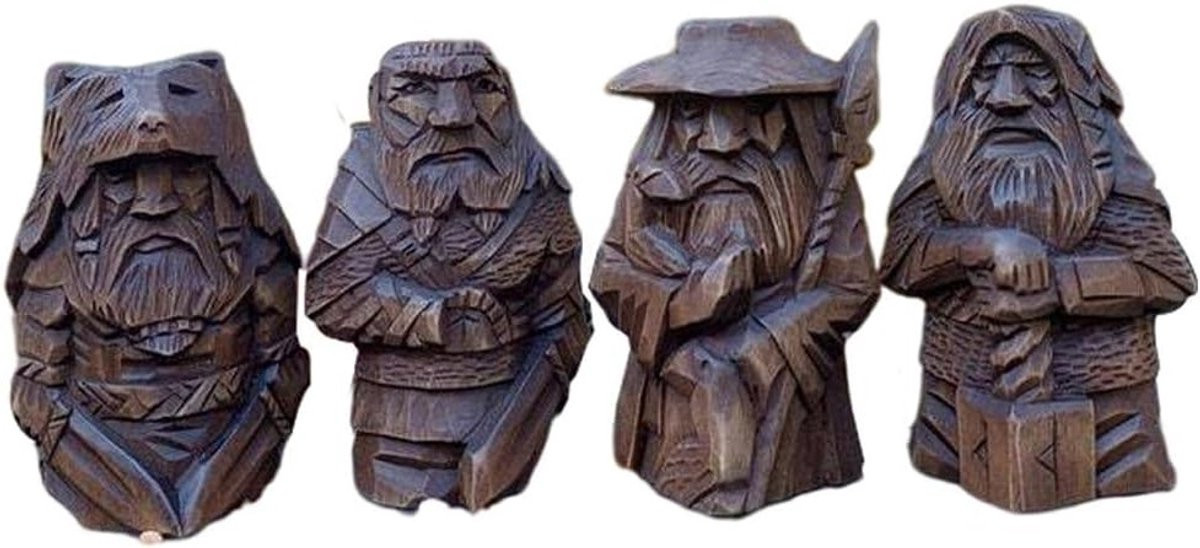 Nordic Odin en Thor Beelden - Viking Decoratie voor Thuis en Kantoor - Kunstzinnige Ornamenten van Noorse Mythologie en Pagan Beeldjes met Thors Hamer