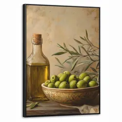LEINWAND Bilder mit Rahmen - Oliven - Stilleben - Vintage - 70x100
