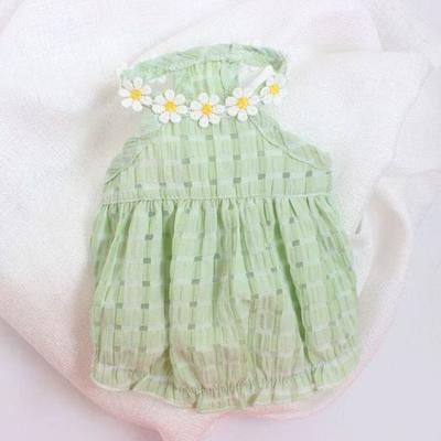 Fusion Finds Summer Small Dog Dress With Floral Wreath Collar Breathable Pet Dress For Cats & Puppies green xxl