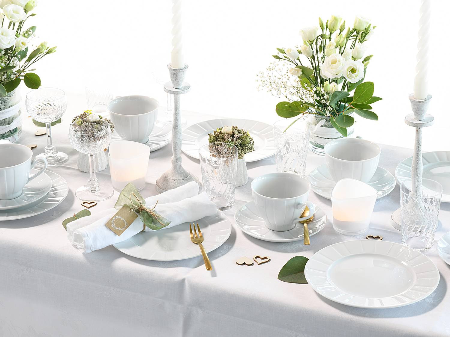 CreaTable Barcelona serie 18-delige koffieservies van wit porselein, vaatwasser- en magnetronbestendig
