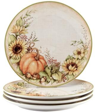 "Certified International Autumn Breeze 11"" Dinner Plates, Set of 4 - 11"" Diam x 1"""