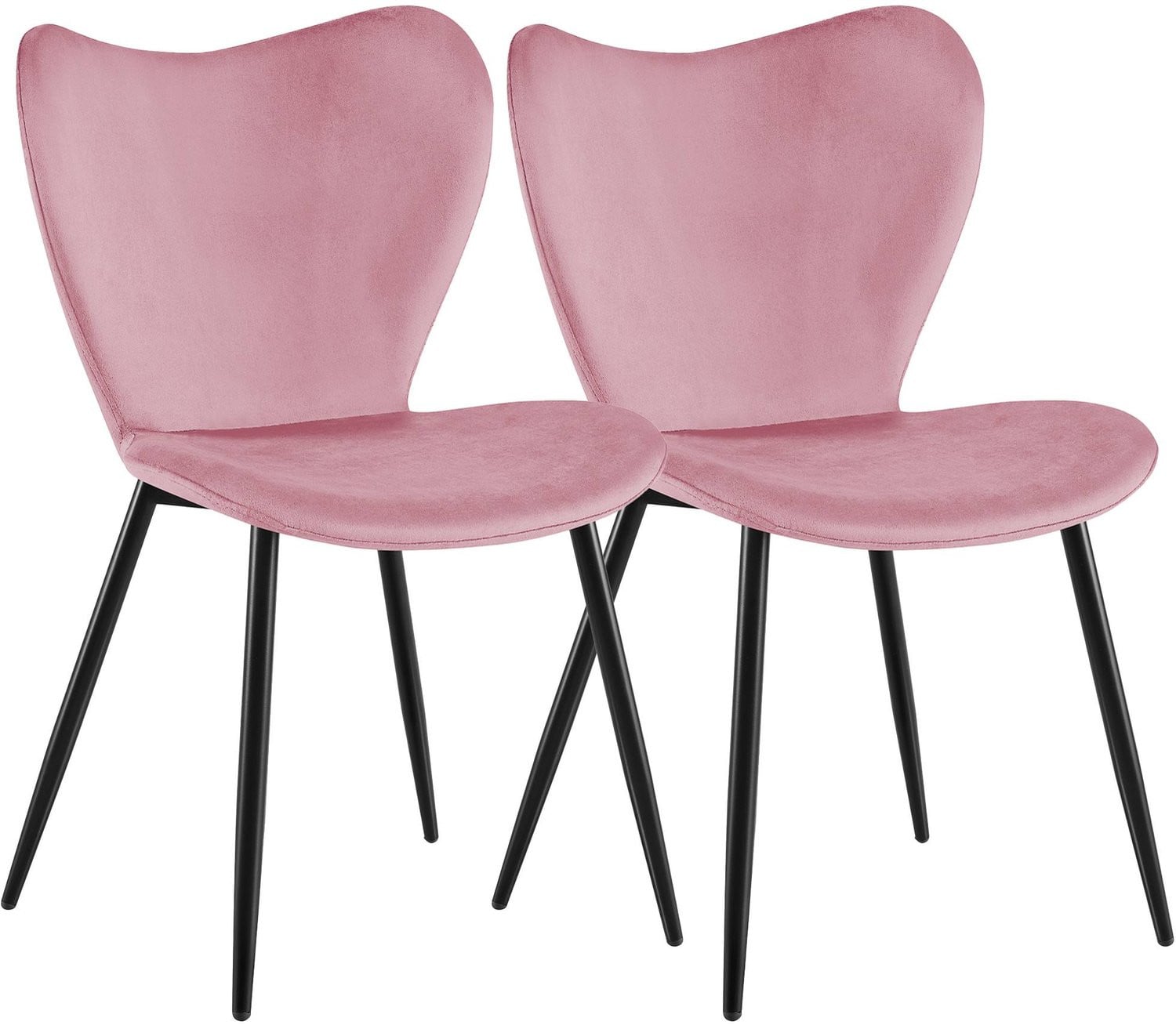 CLP Set van 2 Eetkamerstoelen Maika - Rosa Fluweel - Zwart Metalen Frame