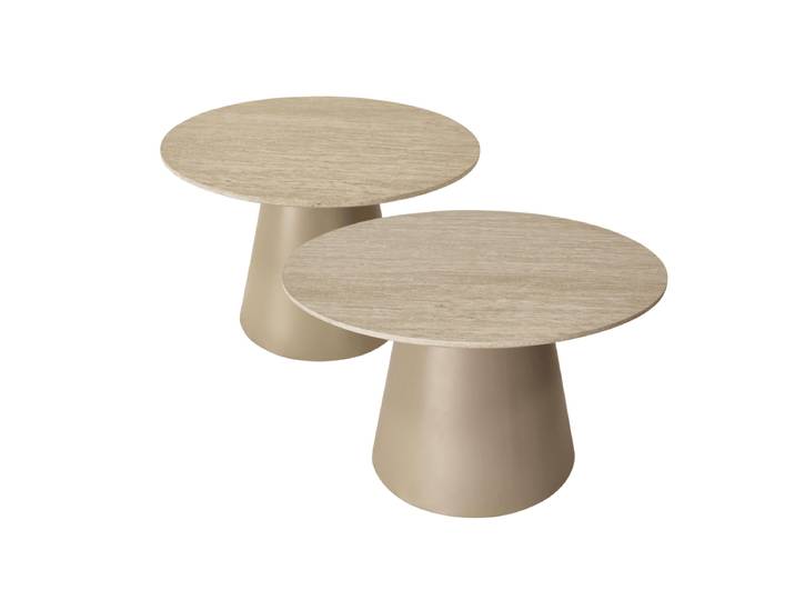 Couchtisch 2er Set Tango ø60/80 cm - Travertinoptik Beige