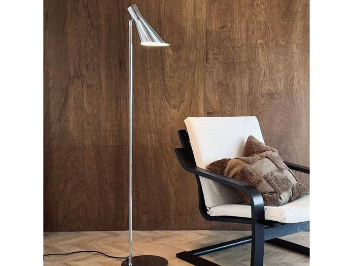 Lampadaire DL12, chromé, 139 cm, métal - Dyberg Larsen - Salon / séjour - Design - Avec abat-jour