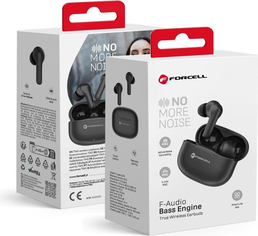 Forcell Bass Engine draadloze hoofdtelefoon met microfoon, zwart