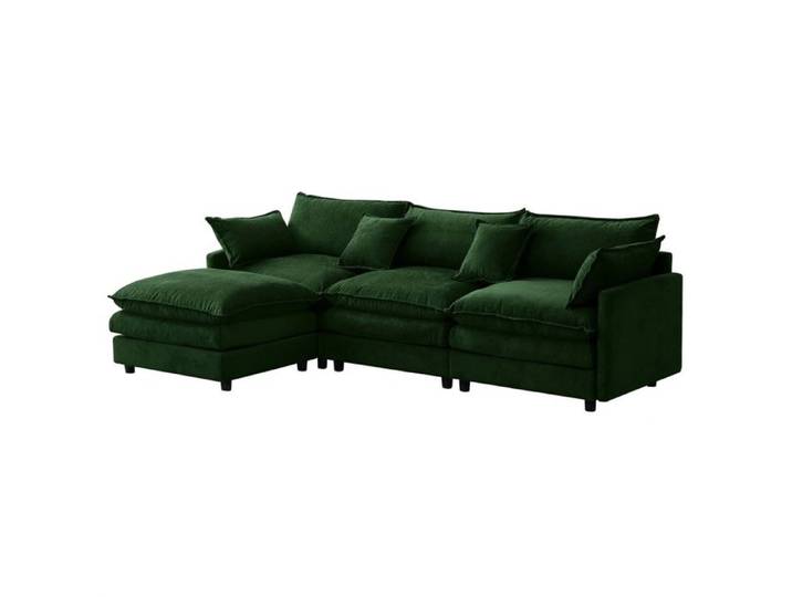 Xylo Canapé angle L chenille 3 places chaiselongue hocker sofa petit appartement lounge
