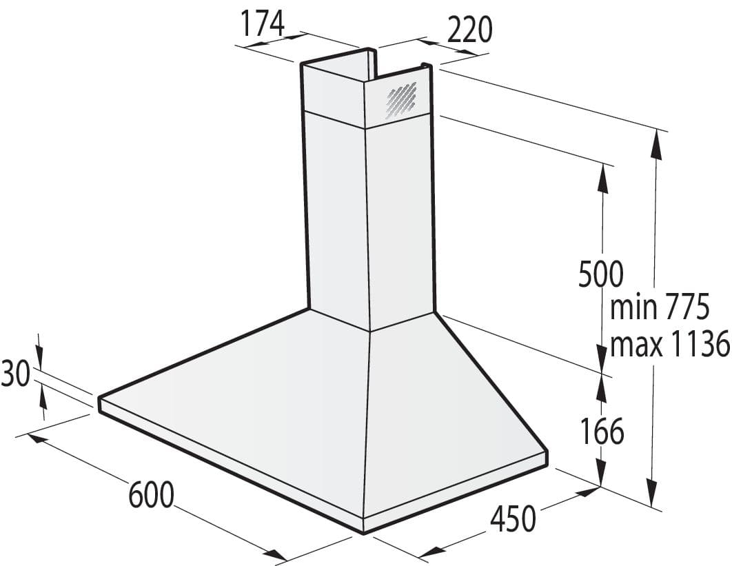 Gorenje WHC629E4X-DE Abluft/Umluft Dunstabzugshaube/Esse Wand 60 cm (Edelstahl) 741145