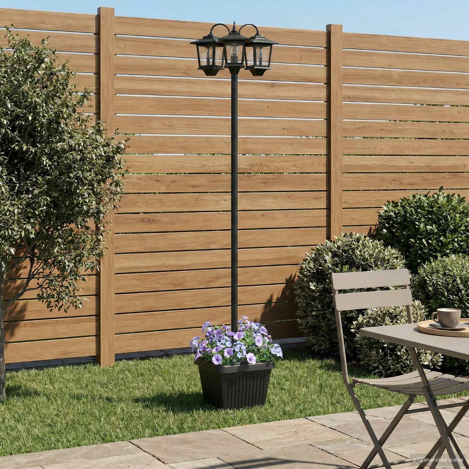 vidaXL Lampadaire 3 brins avec jardinière Noir 32 x 32 x 188 cm