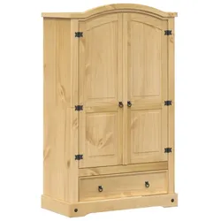 Helloshop26 - Klassischer Kleiderschrank aus massivem Kiefernholz 101 x 52 x 170 cm großes Stauvolumen rustikale Honigholzoptik 02_0056479