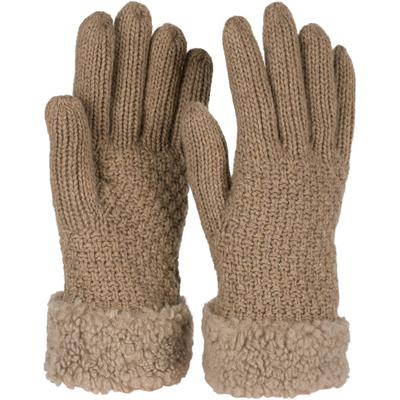 Strickhandschuhe STYLEBREAKER "Strickhandschuhe mit Perlmuster und Fleece", Damen, braun, Obermaterial: 70% Polyacryl PAN. 30% Wolle WO., Modisch, Handschuhe