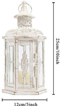 Uplifted Finds Vintage Nordic Iron Lantern Candle Holder For Aesthetic Home Decor 1 Pc White