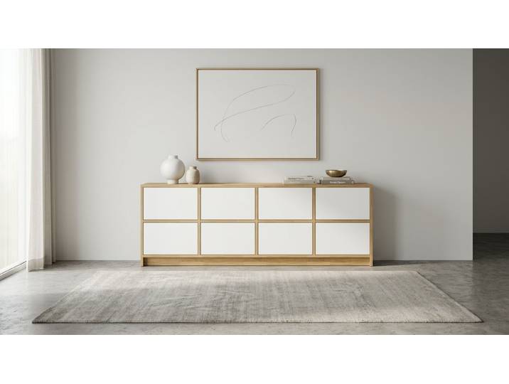 Langes Sideboard - Kommode mit vielen Optionen Eiche Natur geölt
