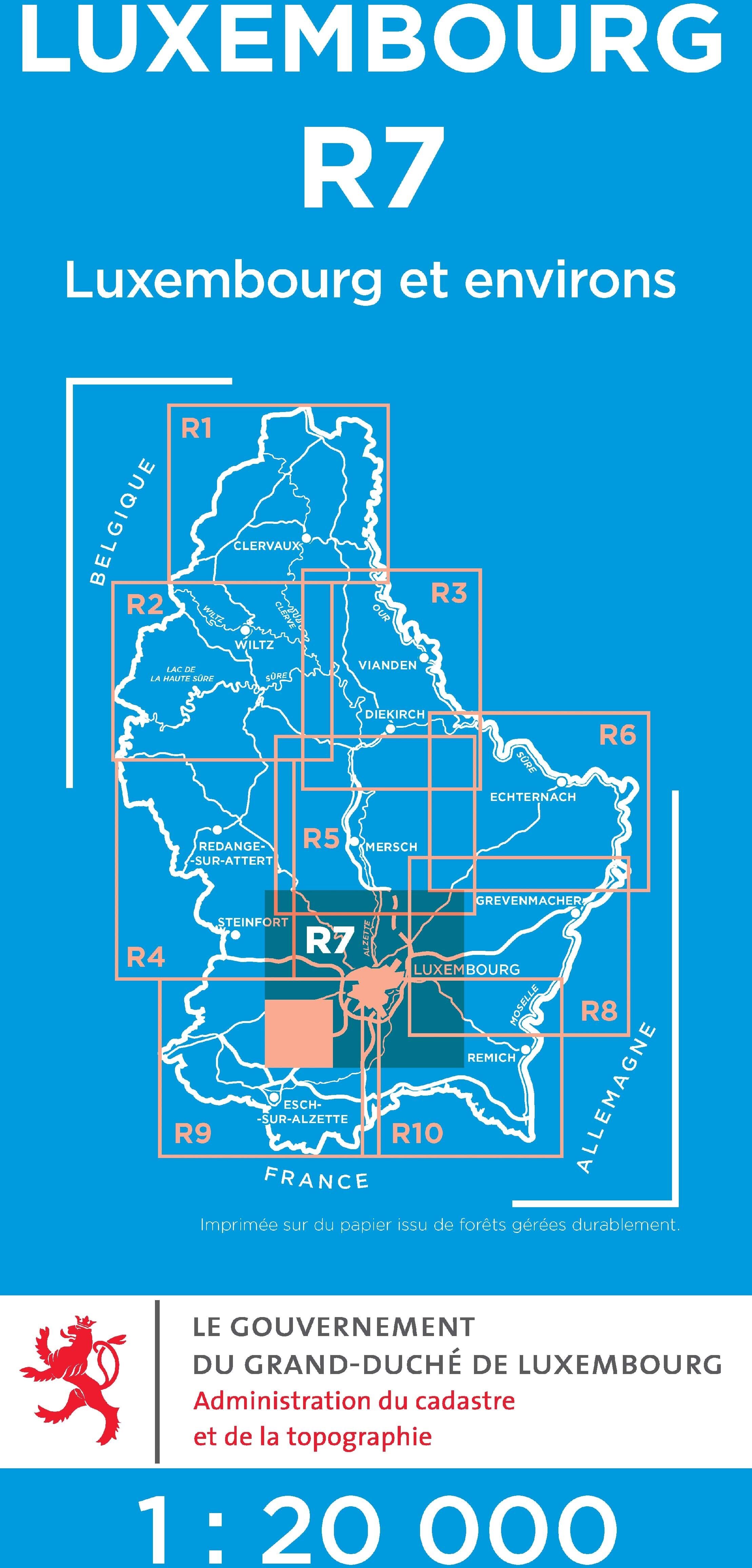 Service topographique du Luxembourg Carte topographique n° R07 - Luxembourg & alentours (G.D de Luxembourg)