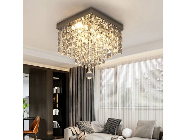 Lustre moderne en cristal de luxe à LED pour salle à manger, luminaire de plafond en acier inoxydable, luminaire de cuisine, lustre suspendu