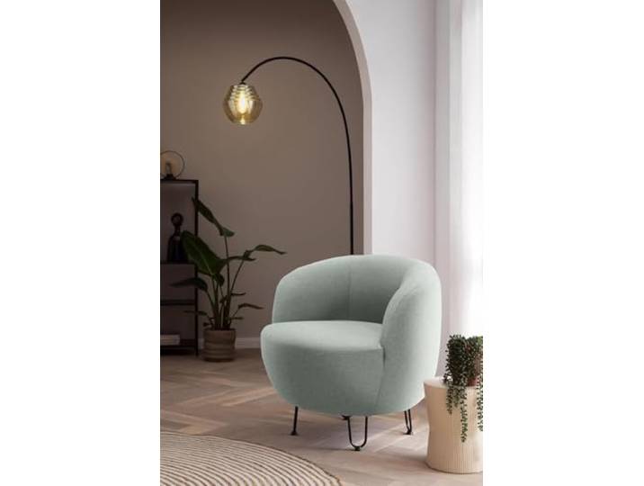 DOMO. collection Sessel Carpa, Polstersessel, Mint Sessel mit Metallfuß, eleganter Polstersessel mit ovalem Design und stilvollen Metallfüßen, 72 x 76 x 72 cm (BxTxH)