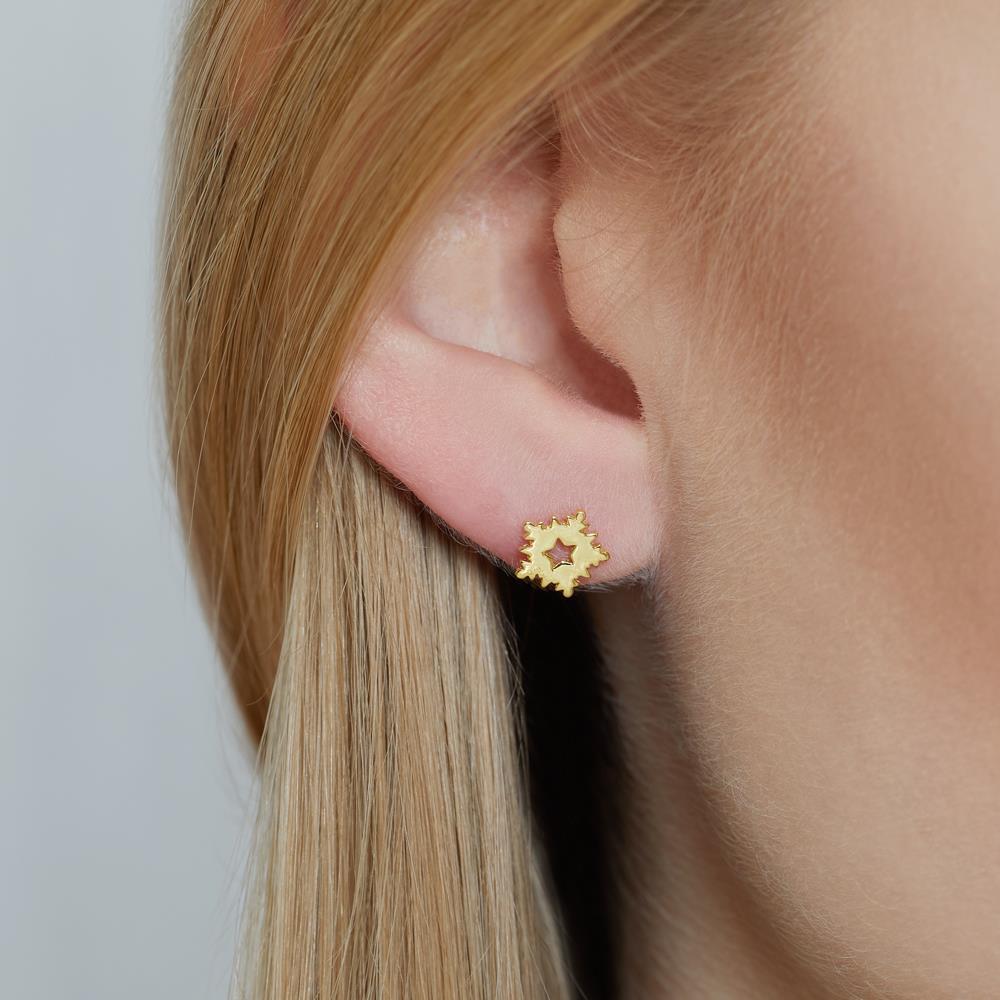 Unique Damen Ohrstecker Schneeflocken aus 925er Silber, gold gold