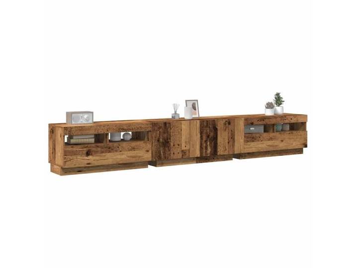 (ON SALE)Meuble hifi Meuble TV avec - Lumières LED RVB - vieux Bois - Bois d'ingénierie - centre de divertissement EU914625