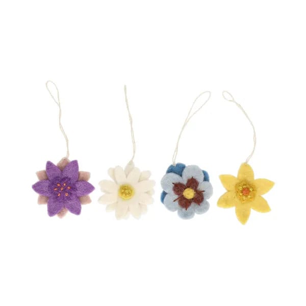 Dille & Kamille Set van 4 Hangende Bloemen van Vilt