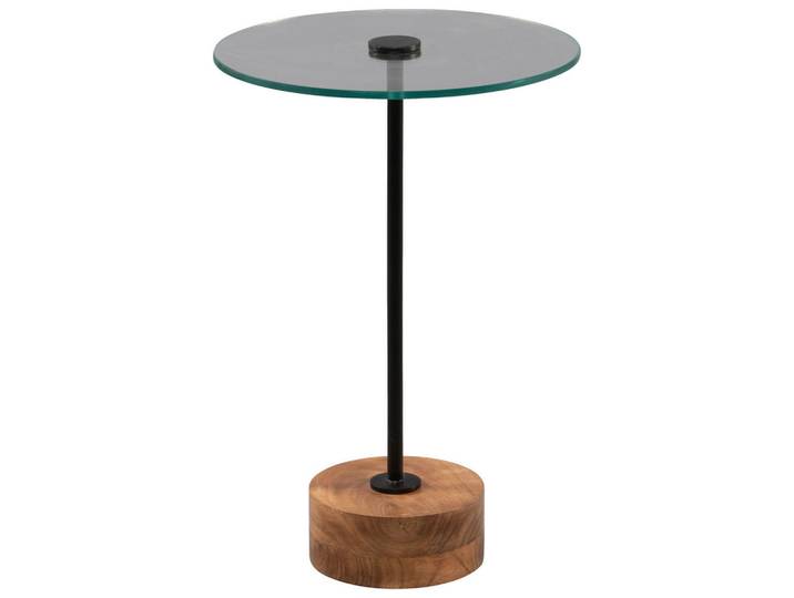 Beistelltisch, Schwarz, Akazie, Holz, Metall, Glas, Akazie, massiv, rund, Sockel, 35x53x35 cm, einfacher Aufbau, Wohnzimmer, Wohnzimmertische, Beistelltische, Beistelltische Metall