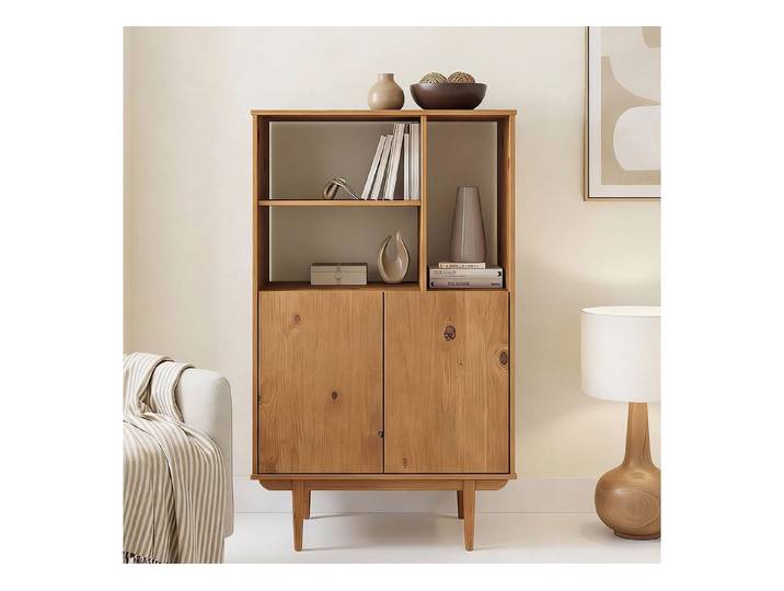 IDIMEX Highboard SIMONA, Wohnzimmerschrank offene Fächer & Türen Kiefer Massivholz eiche farben