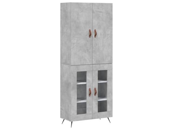 GHVBNMF Highboard Betongrau 69,5x34x180 cm Holzwerkstoff Schrank Stilvolles Highboard in Betongrau für Wohnzimmer und Flur: Viel Stauraum mit stabilen Metallfüßen und Kippschutz.