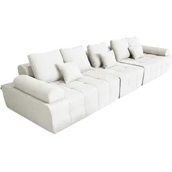 Oviala Business Oviala 5-Sitzer-Sofa aus Stoff mit ecrufarbenen Kissen