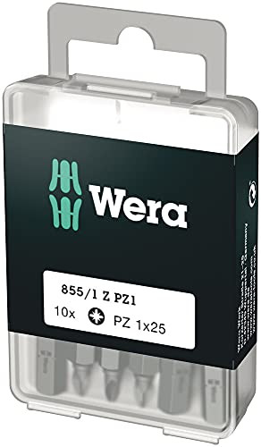 Wera Bit-assortiment 855/1 Z DIY SiS met 10 stuks Philips-bit PZ 1 van gehard gereedschapsstaal