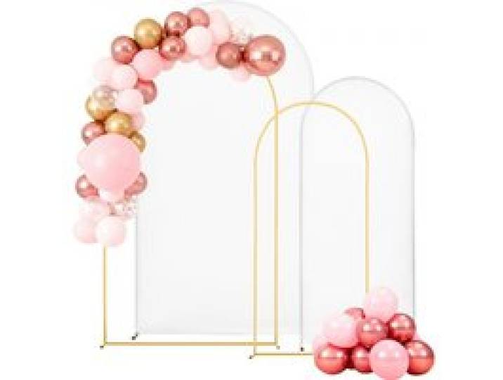 VEVOR Arche de Mariage Lot de 2 Support de Fond Arche 2,2 m 1,8 m pour Décoration Mariage, Anniversaires, Remises de Diplômes, Fêtes, Cérémonies, Célébrations, avec Housse Tissu Structure Métal Doré