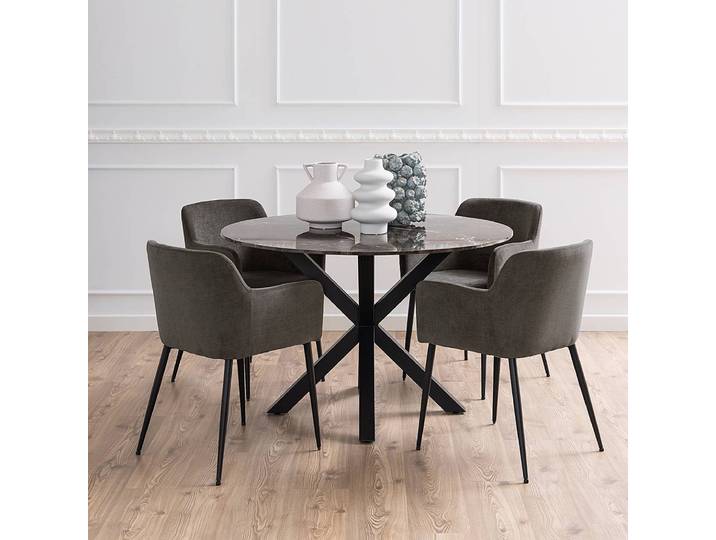Esstisch Holcot rund Ø 119cm Braun/Marmor Braun