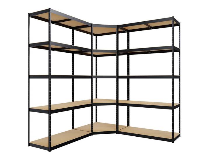 CLP Regalsystem 2 Lagerregal mit 1 Eckregal Metall schwarz, Schwarz, 160x180x160 cm, Freizeit & Co, Heimwerken, Werkstatteinrichtung