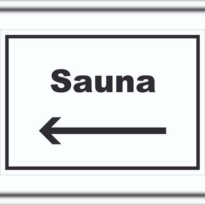 HB-Druck Sauna Schild mit Text und Richtungspfeil links Erholung Entspannung waagerecht A5 (148x210mm)