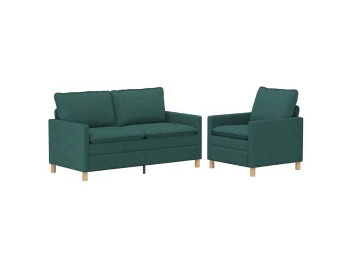 Makastle Sofa Couch 2er Set Dunkelgrün Stoff