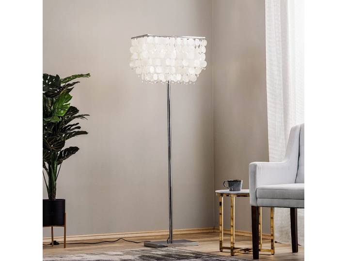 Vloerlamp Makani, chroom / zilver, Woon-/ Eetkamer, metaal, vloerlamp