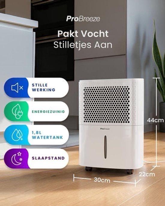 Luftentfeuchter - Automatisch - Kapazität: 12 Liter pro Tag - 3 Geschwindigkeitsstufen - Kunststoff - Weiß - Für Schlafzimmer und Badezimmer