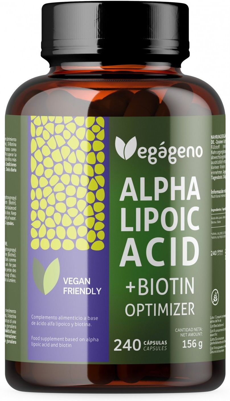 Vegágeno Alpha Lipoic Acid with Folic Acid 600 mg 240 Capsules