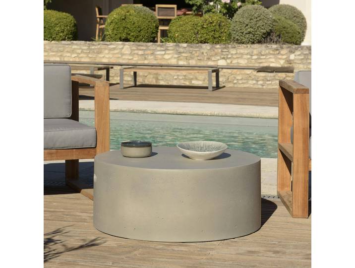 Table basse ronde 79 cm en béton gris brut HERCULE