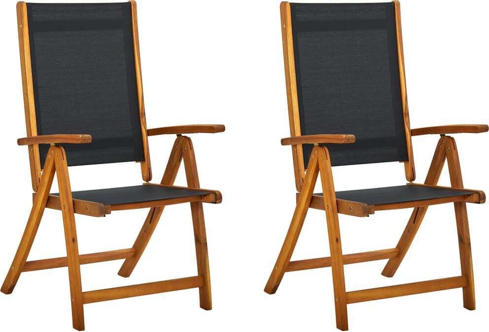 Syfax Set van 2 Inklapbare Tuinstoelen van Massief Acaciahout en Textiel
