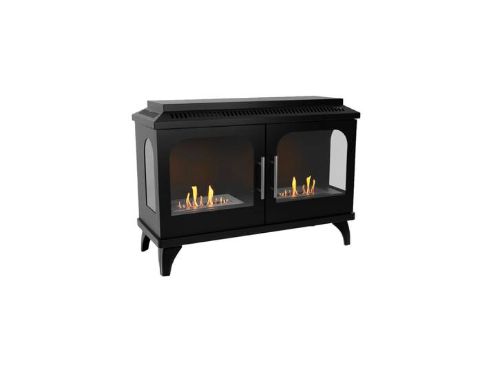 Design Bioethanol Kaminofen „Atlanta Double“ Schwarz CACHFIRES