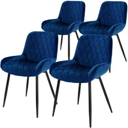 ESSZIMMERSTÜHLE 4ER-SET Dunkelblau Samt