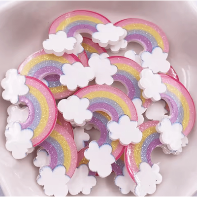 Glitter Rainbow Cloud Flatback Charms Colorful Acrylic DIY Craft Embellishments (20PCS) Glitter Rainbow Cloud Flatback Charms Colorful Acrylic DIY Craft Embellishments (20PCS)