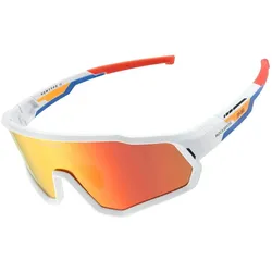 Rockbros, Mädchen, Sportbrille, Okulary rowerowe SP383 Shining Warrior - matowa biała ramka, polaryzowane czerwone soczewki (matt white, Rot), Rot, Weiss