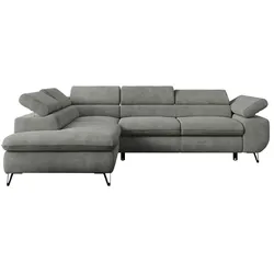ECKSOFA PETER L Grau Struktur - Links Seite