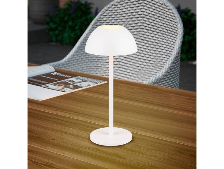 Reality Leuchten LED-Akku-Tischlampe Ricardo, weiß, Höhe 30 cm, Kunststoff dimmbar, weiß / opal, Kunststoff, Modern